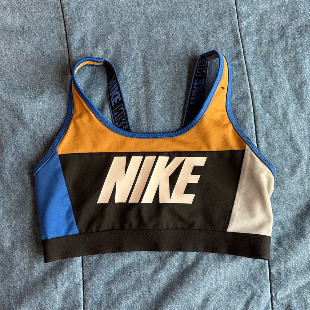 Nike Colorblock Sports Bra - Blue, Black & Gold women’s size small